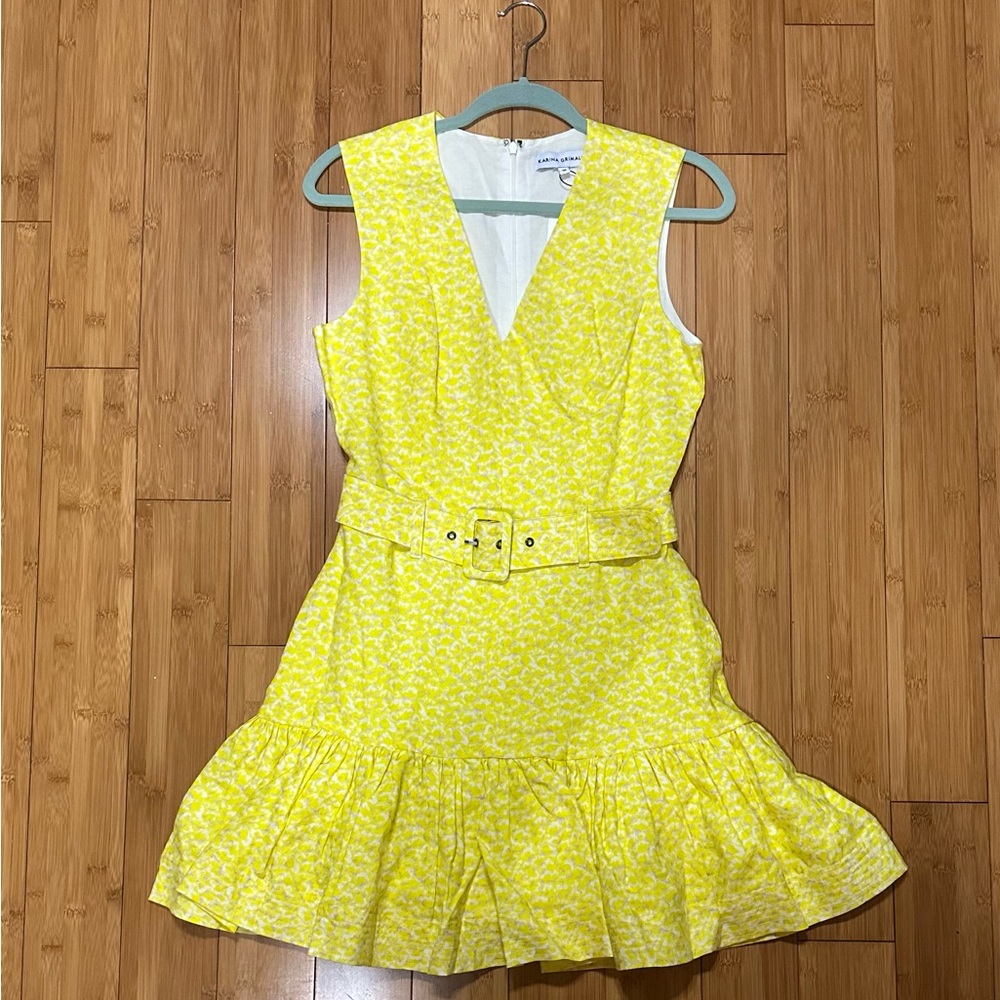 Karina Grimaldi Yellow V-Neck Sundress Mini